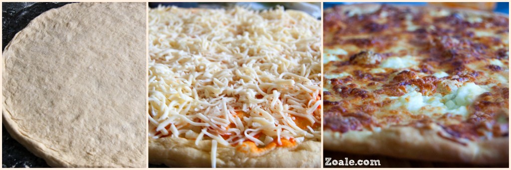 three cheese pizza collage